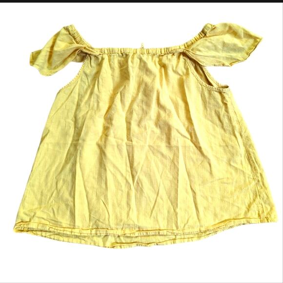 J Crew Cotton Off The Shoulder Flutter Sleeve Flirty Subtle Plaid Summer Blouse - Picture 2 of 5